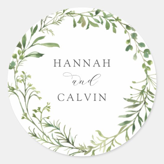 Sticker rond classique Mariage vert simple (Devant)