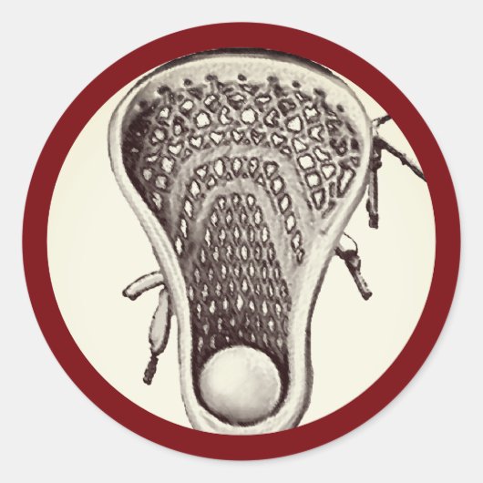 Sticker rond classique Maroon Team Lacrosse (Devant)