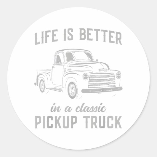 Sticker Rond Classique mec camionnette vintage (Devant)