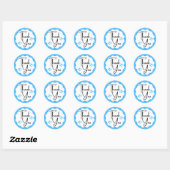 Sticker rond classique Merci Blue Hearts (Feuille)