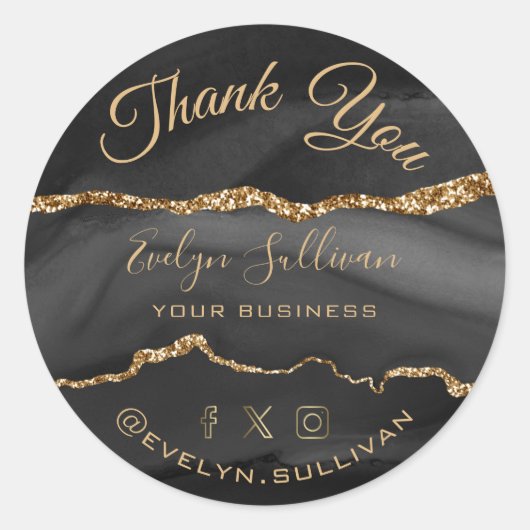 Sticker rond classique Merci d'âge noir (Devant)