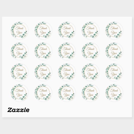 Sticker rond classique Merci Eucalyptus (Feuille)