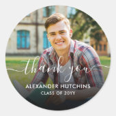 Sticker rond classique Merci photo (Devant)