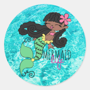 Sticker rond classique Mermaid Life