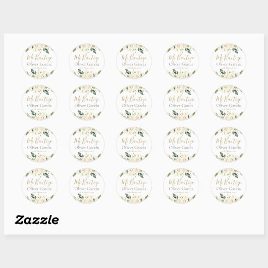 Sticker rond classique Mi Bautizo (Feuille)