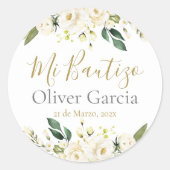 Sticker rond classique Mi Bautizo (Devant)