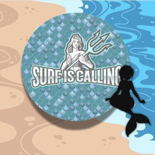 Sticker rond classique mignon Mermaid bleu