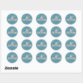 Sticker rond classique mignon Mermaid bleu (Feuille)