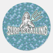 Sticker rond classique mignon Mermaid bleu (Devant)