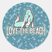 Sticker rond classique mignon Mermaid bleu (Devant)