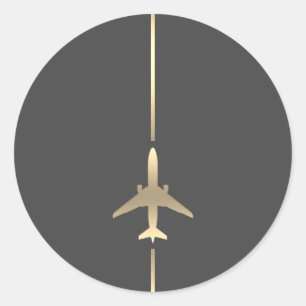 Sticker Rond Classique Minimaliste Aviation