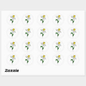 Sticker Rond Classique Minimaliste Mariage Daffodi (Feuille)
