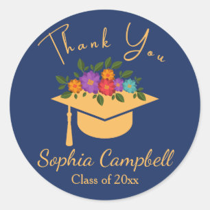 Sticker rond classique moderne Floral Graduation