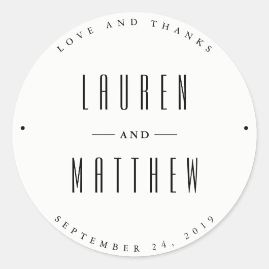 Sticker Rond Classique moderne | Mariage noir et blanc (Devant)