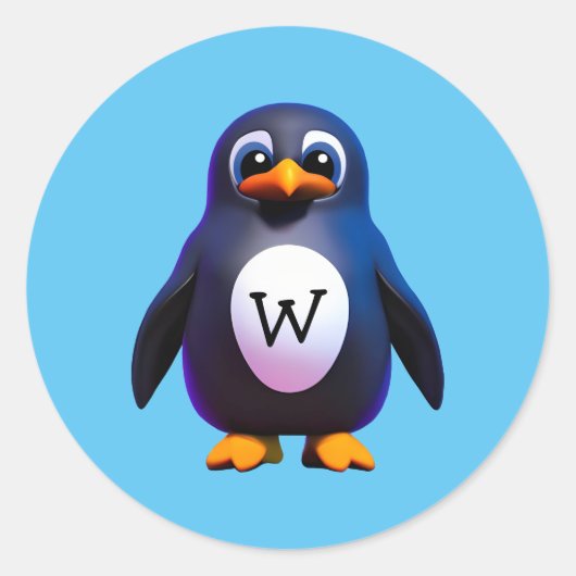 Sticker rond classique Monogram Penguin (Devant)