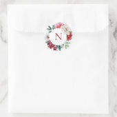 Sticker rond classique Monogram Pink Peonies (Sac)