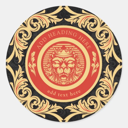 Sticker rond classique Monogramme de lion royal co (Devant)
