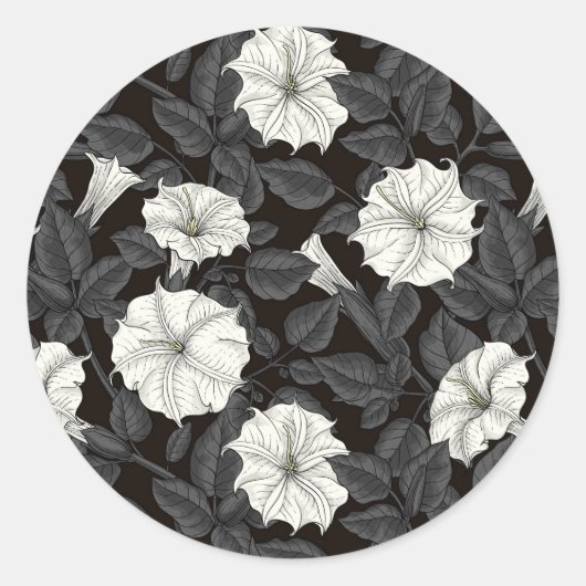 Sticker rond classique Moonflowers (Devant)