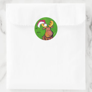 Sticker rond classique Moose de Noël