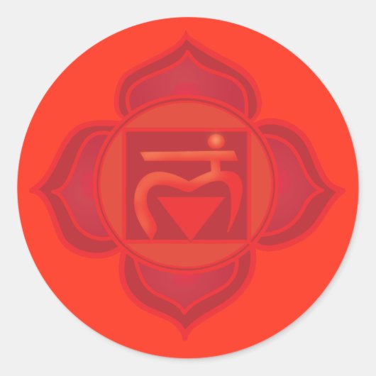 Sticker rond classique Muladhara chakra, brillant (Devant)
