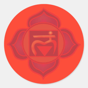 Sticker rond classique Muladhara chakra, brillant