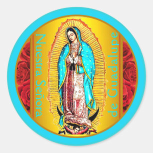 Sticker rond classique Nuestra Señora de Guadalupe