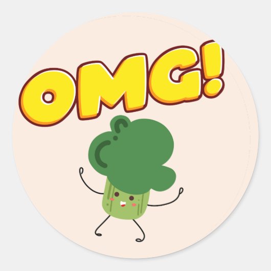 Sticker rond classique OMG Broccoli (Devant)