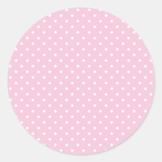 Sticker Rond Classique pois blancs - Rose pâle (Devant)