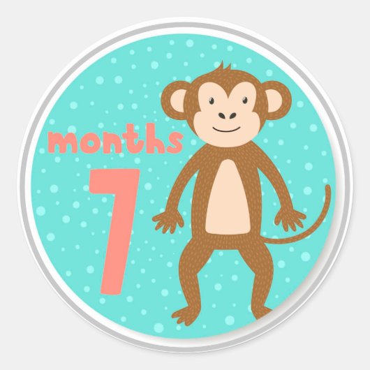 Sticker rond classique pour bébé 7 mois (Devant)