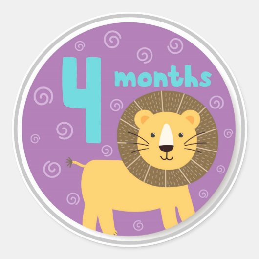 Sticker rond classique pour bébé de 4 mois (Devant)