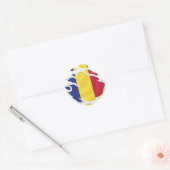 Sticker rond classique pour drapeau arraché en Rou (Enveloppe)