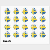 Sticker rond classique pour drapeau arraché Suède (Feuille)