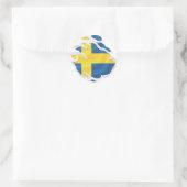 Sticker rond classique pour drapeau arraché Suède (Sac)