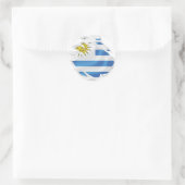 Sticker rond classique pour drapeau arraché Urugua (Sac)
