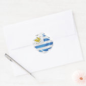 Sticker rond classique pour drapeau arraché Urugua (Enveloppe)