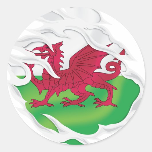 Sticker rond classique pour drapeau déchiré au Pay (Devant)