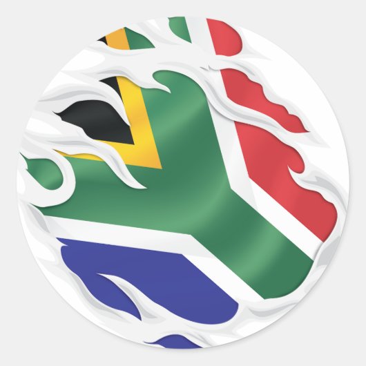 Sticker rond classique pour drapeau déchiré en Afr (Devant)