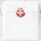 Sticker rond classique pour drapeau déchiré Suisse (Sac)