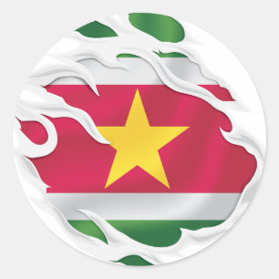 Sticker rond classique pour drapeau déchiré Surina
