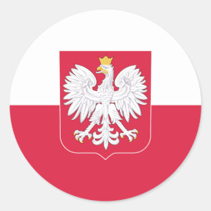 Sticker rond classique pour drapeau polonais
