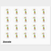 Sticker rond classique pour elfe de Noël drôle (Feuille)