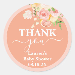 Sticker rond classique pour fille Baby shower Citr