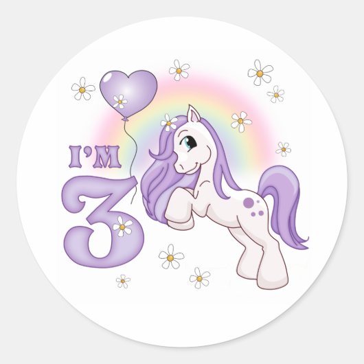 Sticker rond classique pour le 3ème anniversaire d (Devant)