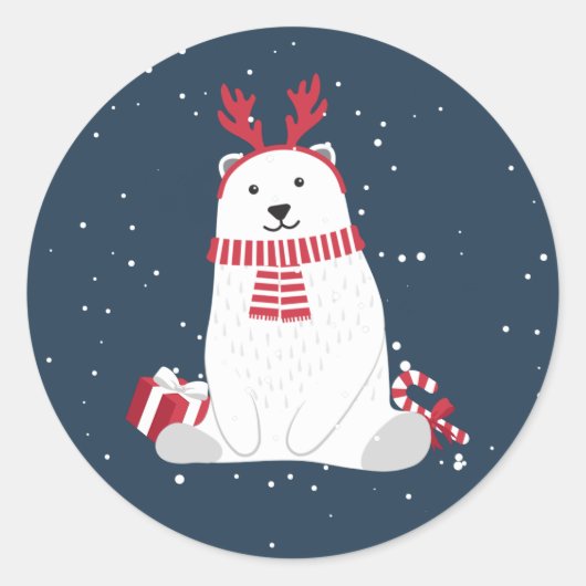 Sticker rond classique pour Ours polaire ID851 (Devant)