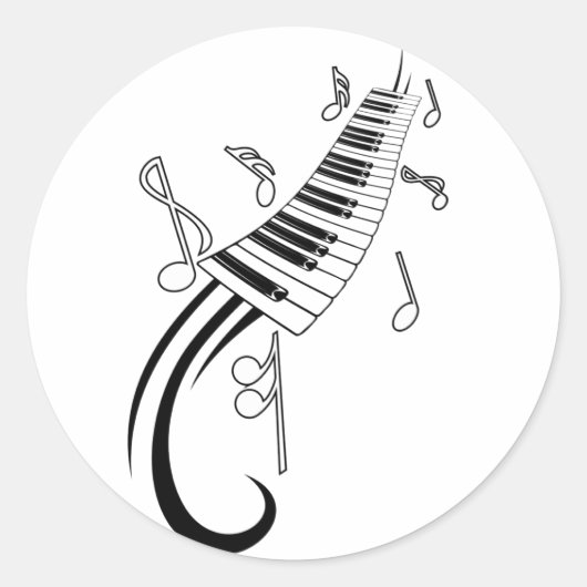 Sticker rond classique pour piano musical (Devant)