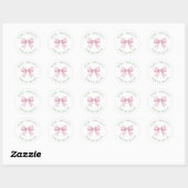 Sticker rond classique Preppy Rose En vichy Bow (Feuille)