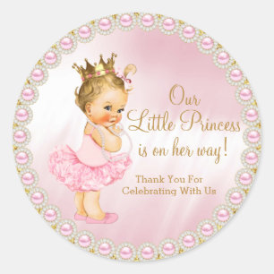 Sticker rond classique Princess Baby shower