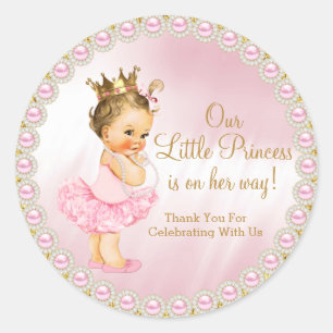 Sticker rond classique Princess Baby shower