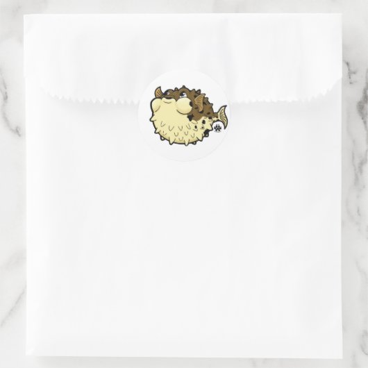 Sticker rond classique Puffer Fish (Sac)