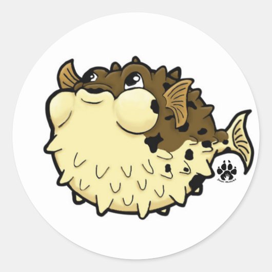Sticker rond classique Puffer Fish (Devant)
